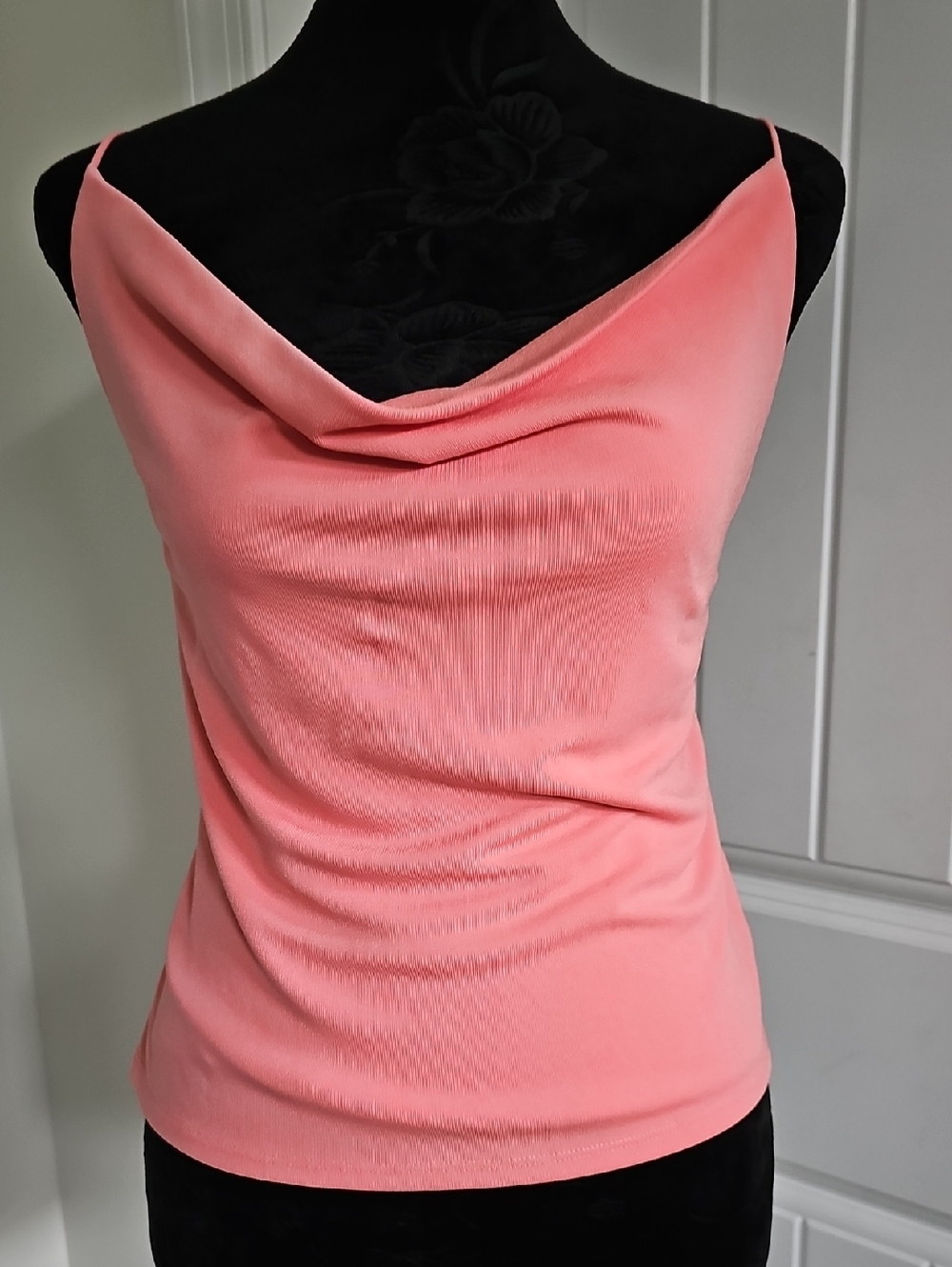 MODA Open Back Boho Coral Women’s Top Drape Neck Line, Medium